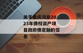关于重庆鸿业2023年债权资产项目政府债定融的信息