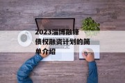 2023淄博融锋债权融资计划的简单介绍