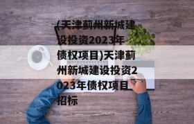 (天津蓟州新城建设投资2023年债权项目)天津蓟州新城建设投资2023年债权项目招标