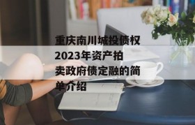 重庆南川城投债权2023年资产拍卖政府债定融的简单介绍