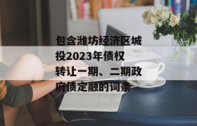 包含潍坊经济区城投2023年债权转让一期、二期政府债定融的词条