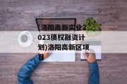 (洛阳高新实业2023债权融资计划)洛阳高新区项目