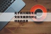 关于四川绵阳东游文旅发展债权转让项目的信息