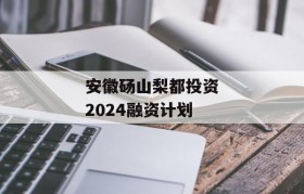 安徽砀山梨都投资2024融资计划