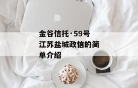 金谷信托·59号江苏盐城政信的简单介绍