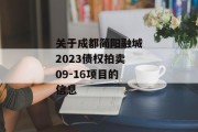 关于成都简阳融城2023债权拍卖09-16项目的信息