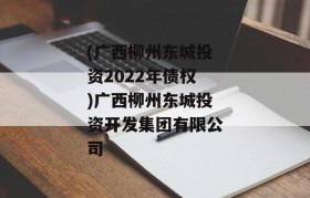 (广西柳州东城投资2022年债权)广西柳州东城投资开发集团有限公司