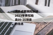 关于成都简阳融城2023年债权拍卖09-16项目的信息