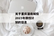 关于重庆潼南城投2023年债权计划的信息