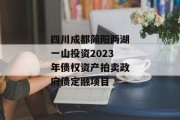 四川成都简阳两湖一山投资2023年债权资产拍卖政府债定融项目