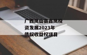 广西凤山县鑫凤投资发展2023年债权收益权项目