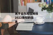 关于山东阳信城投2022债权的信息