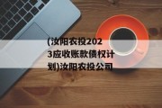 (汝阳农投2023应收账款债权计划)汝阳农投公司
