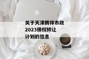 关于天津腾祥市政2023债权转让计划的信息