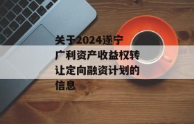 关于2024遂宁广利资产收益权转让定向融资计划的信息