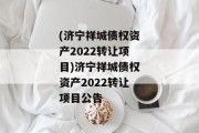 (济宁祥城债权资产2022转让项目)济宁祥城债权资产2022转让项目公告