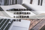 成都简阳融城2023年债权拍卖09-16项目的简单介绍