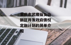 重庆市武隆仙女山新区开发政府债权定融计划的简单介绍
