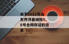 关于2022年山东齐河县城投5、8号合同存证的信息