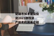楚雄市城乡建设投资2023债权资产拍卖的简单介绍