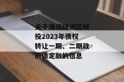 关于潍坊经济区城投2023年债权转让一期、二期政府债定融的信息