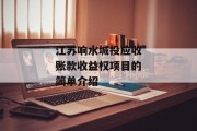 江苏响水城投应收账款收益权项目的简单介绍