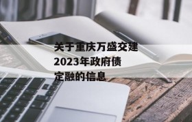 关于重庆万盛交建2023年政府债定融的信息