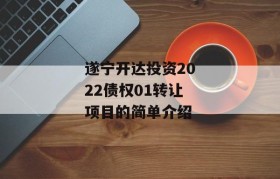 遂宁开达投资2022债权01转让项目的简单介绍